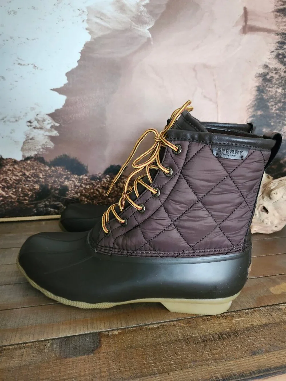 SPERRY Top-Sider Saltwater Quilted Nylon Duck Boots Brown Men's 11.5